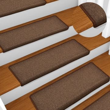 Vidaxl Maty na schody 15 szt. 65x21x4 cm Brązowe prostokątne krawędzie