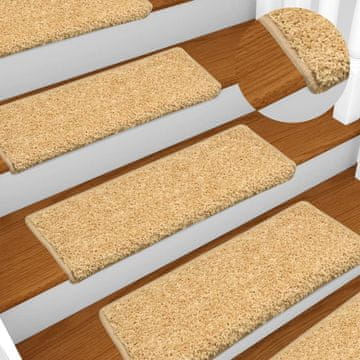 Vidaxl Prostirke za stepenice 15 kom 65x21x4 cm bež pravokutne rubove