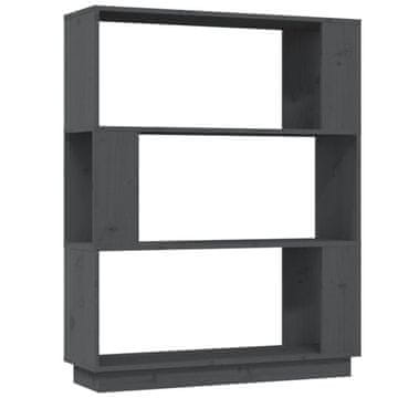 Vidaxl Ormarić za knjige / pregrada sivi 80x25x101 cm od borovine