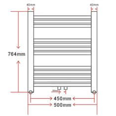 Vidaxl Kupaonski radijator za centralno grijanje ravni 500 x 764 mm