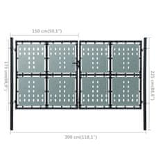 Vidaxl Crna jednokrilna ogradna vrata 300x175 cm