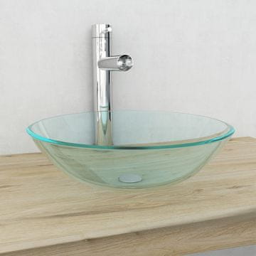 Vidaxl Umivaonik od prozirnog kaljenog stakla 42 cm