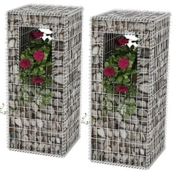 Vidaxl Gabionske košare Stupovi - Žarilice, 2 kom, 50x50x120 cm