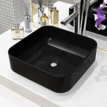 Vidaxl Keramički kvadratni umivaonik 38 x 38 x 13,5 cm crni