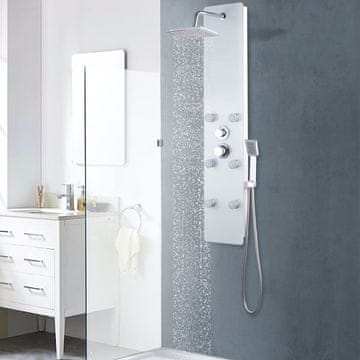 Vidaxl Tuš panel, staklo, 25 x 44,6 x 130 cm, bijela