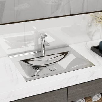 Vidaxl Umivaonik s preljevom 60 x 46 x 16 cm Keramički srebrni
