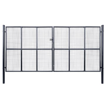 Vidaxl Vrtna vrata od mrežastog čelika 400x175 cm siva