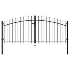 Vidaxl Dvostruka vrata za ogradu s kopljima na vrhu 300 x 150 cm