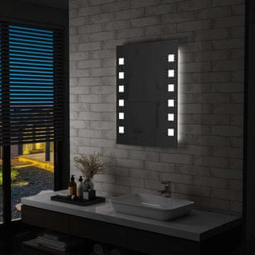 Vidaxl Zidno ogledalo za kupaonicu s LED rasvjetom, 60 x 80 cm