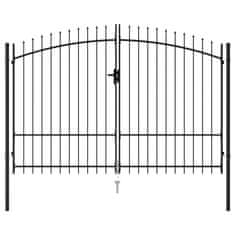 Vidaxl Dvostruka vrata za ogradu sa šiljcima na vrhu 3 x 1,75 m crna