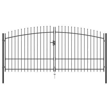 Vidaxl Dvostruka vrata za ogradu s ukrasnim kopljima 400 x 225 cm
