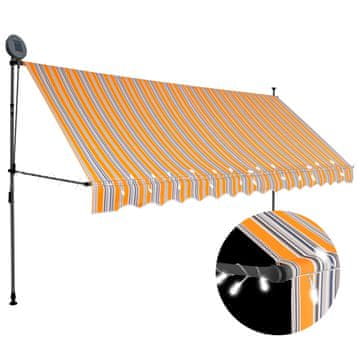 Vidaxl Ručno uvlačiva tenda s LED svjetlima 350 cm žuta i plava