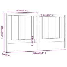 Vidaxl Uzglavlje za krevet boja meda 206 x 4 x 100 cm masivna borovina