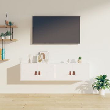 Vidaxl Zidni ormarići, set od 2, bijeli, 60x30x30 cm, masivni borov drvo