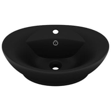Vidaxl Luksuzni ovalni umivaonik mat crni 58,5 x 39 cm keramički