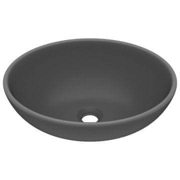 Vidaxl Luksuzni ovalni umivaonik mat tamnosivi 40 x 33 cm keramički