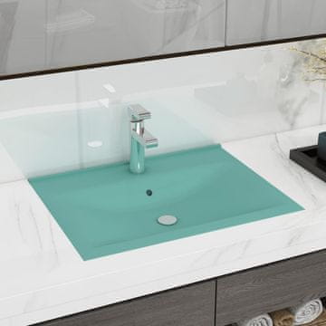 Vidaxl Umivaonik s otvorom za slavinu mat svijetlozeleni 60x46 cm