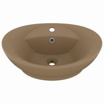 Vidaxl Luksuzni ovalni umivaonik mat krem 58,5 x 39 cm keramički