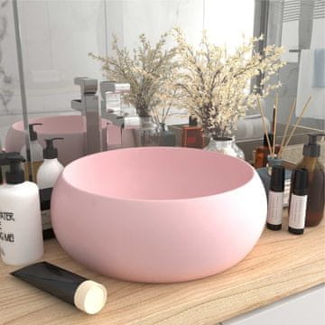 Vidaxl Luksuzni okrugli umivaonik mat ružičaste boje 40x15 cm keramički