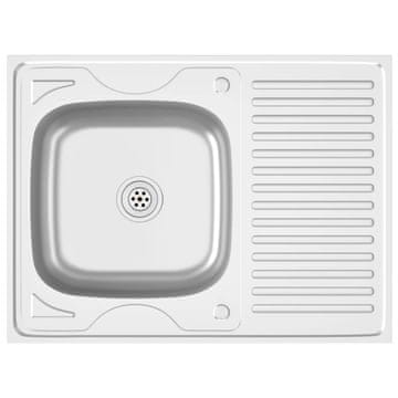 Vidaxl Kuhinjski sudoper s cjedilom srebrni 800 x 600 x 155 mm čelični