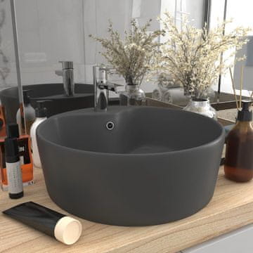 Vidaxl Umivaonik s preljevom mat tamno sivi 36x13 cm keramički