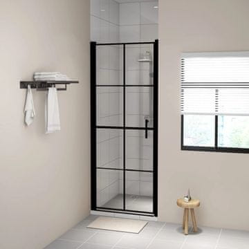 Vidaxl Vrata za tuširanje od kaljenog stakla 91 x 195 cm crna
