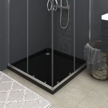 Vidaxl Kvadratna tuš kada ABS crna 80x80 cm