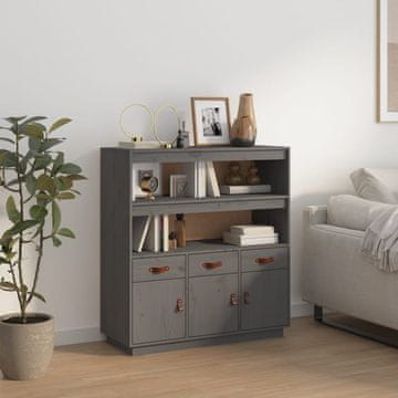 Vidaxl Ormarić sivi 100x40x108,5 cm masivni borov drvo