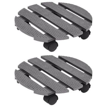 Vidaxl Kolica za biljke 2 kom siva Ø 30 x 7,5 cm WPC