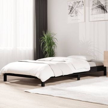 Vidaxl Složivi krevet crni 75x190 cm masivni borov drvo