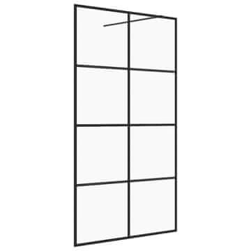 Vidaxl Pregrada za tuširanje s prozirnim staklom ESG 100 x 195 cm crna