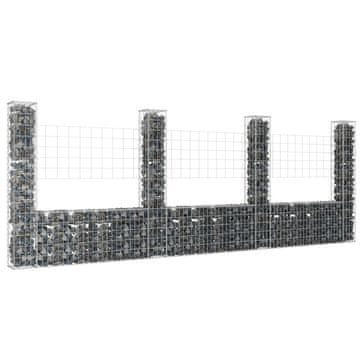 Vidaxl 4 gabionska stupa u obliku slova U, 380x20x150 cm, željezo