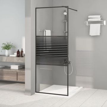 Vidaxl Tuš paravan crni 80x195 cm prozirno ESG staklo