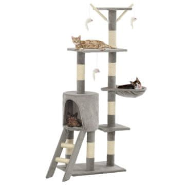 Vidaxl Grebalica za mačke sa sisal stupićima 138 cm siva
