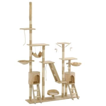 Vidaxl Grebalica za mačke sa sisal stupićima, 230-250 cm, bež