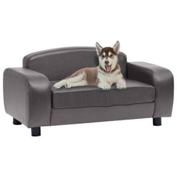 Vidaxl Sofa za pse, siva, 80x50x40 cm, umjetna koža