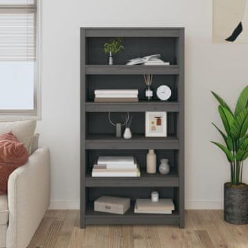 Vidaxl Biblioteka siva 80x35x154 cm masivno borovo drvo