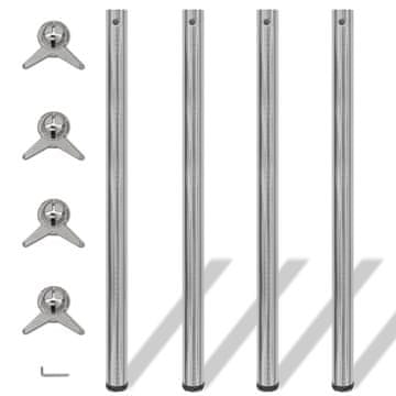 Vidaxl 242138 4 Height Adjustable Table Legs Brushed Nickel 1100 mm