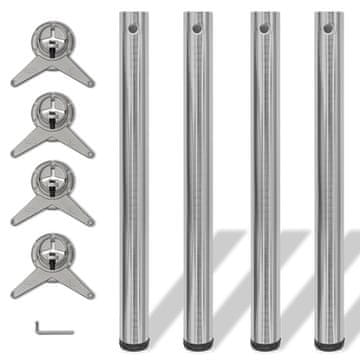Vidaxl 4 noge stola podesive visine 710 mm, brušeni nikal