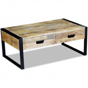 Vidaxl Klub stolić s 2 ladice od masivnog drva manga 100x60x40 cm