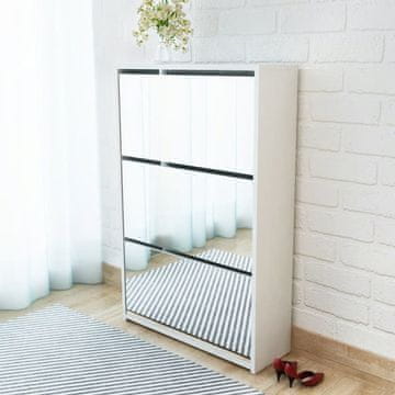 Vidaxl Ormarić za cipele s 3 police i završnom obradom od zrcala u boji hrasta 63x17x102,5 cm