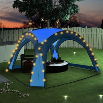Vidaxl Šator za zabave s LED rasvjetom i 4 strane 3,6x3,6x2,3 m plavi
