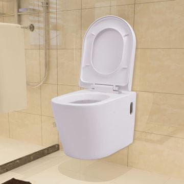 Vidaxl Zidna keramička WC školjka, bijela