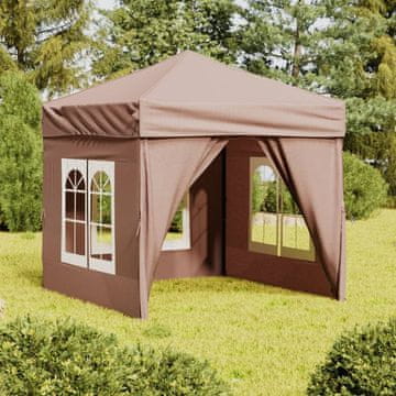 Vidaxl Sklopivi šator za zabave sa stranicama, taupe, 2x2 m