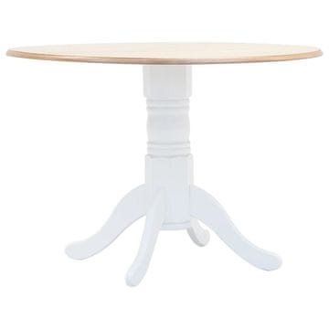 Vidaxl Stol bijelo-smeđi, 106 cm, Masivno kaučukovo drvo