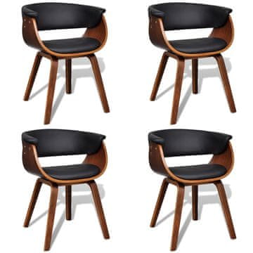 Vidaxl Blagovaonske stolice 4 kom od zaobljenog drva i umjetne kože