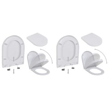 Vidaxl WC sjedala s mekim zatvaranjem, 2 kom, plastika, bijela