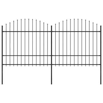 Vidaxl Vrtna ograda s vrhom koplja Čelik 359x175 cm Crna