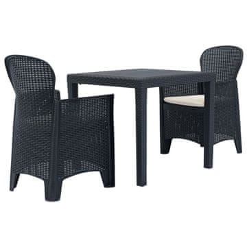 Vidaxl 3-dijelni bistro set od plastike s izgledom ratana antracit