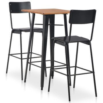 Vidaxl 3-dijelni set barova, čelik, crne boje